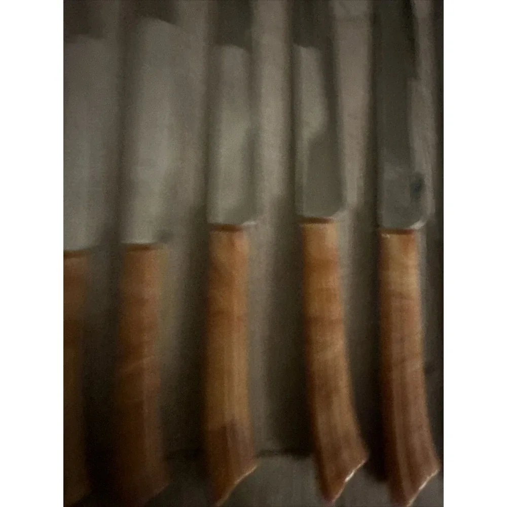 6 Real Keen Steak Knife Set Of Six Stainless Steel Caramel Bakelite Handle‎